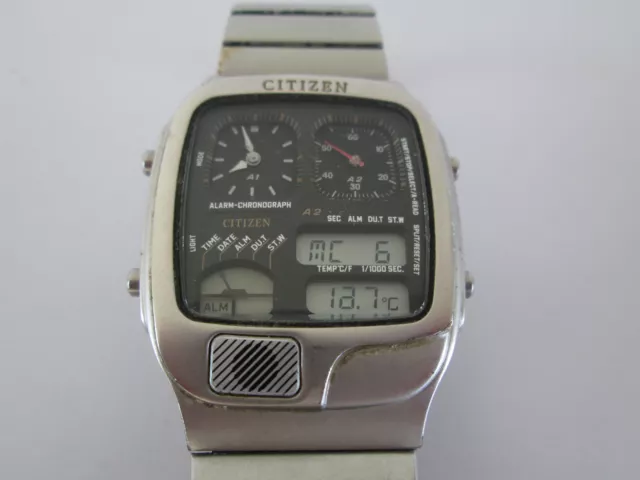 Rare Vintage Citizen 8988-Qo1962 Digi Temp Digital Analogue Watch Stainlesssteel