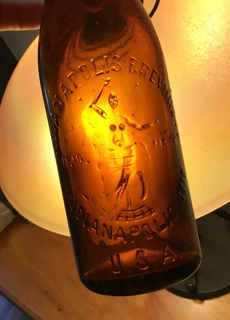 Old Indianapolis IN Beer Bottle Brewing Co Advertising Lady Warrior Logo USA