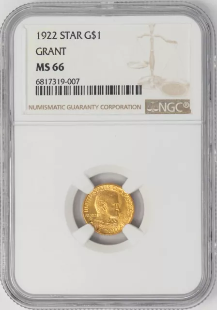 1922 $ Gold Grant Dollar With Star MS66 NGC 948162-4