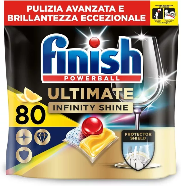 Finish Ultimate Infinity Shine Plaquettes Lave-Vaisselle Au Citron, 80 Capsules