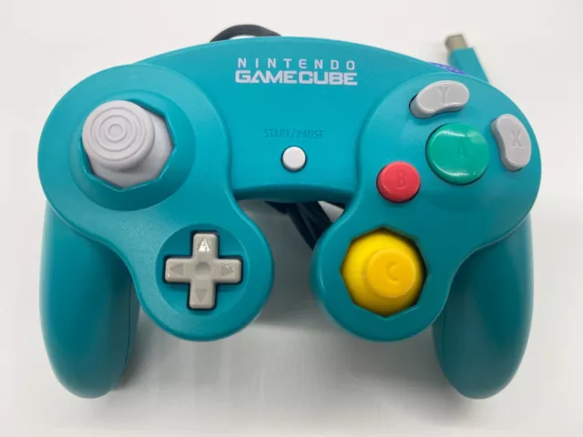 Emerald Blue Nintendo GameCube Controller - Cleaned and Tested.