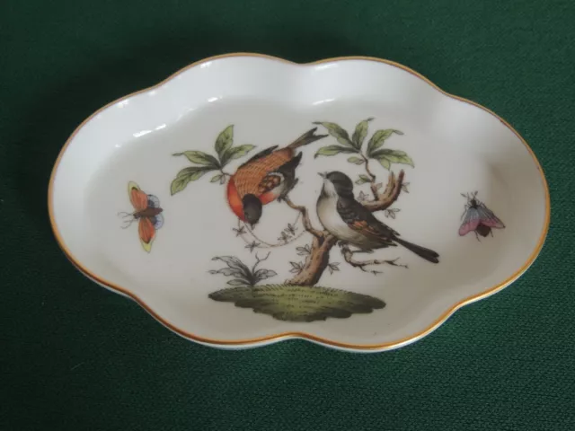 HEREND PORCELAIN Tray ROTHCHILD BIRDS Butterfly HAND PAINTED