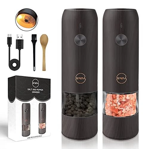 Set de moulins à sel et poivre électriques - Câble USB rechargeable lumières ...