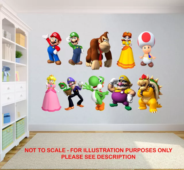 SUPER MARIO BROS Stickers Nintendo Kids Bedroom Vinyl Decal Wall Art