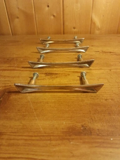 4 Vintage Chrome Cabinet Door Handle Drawer Pull  50s 60s 70s Retro Modern
