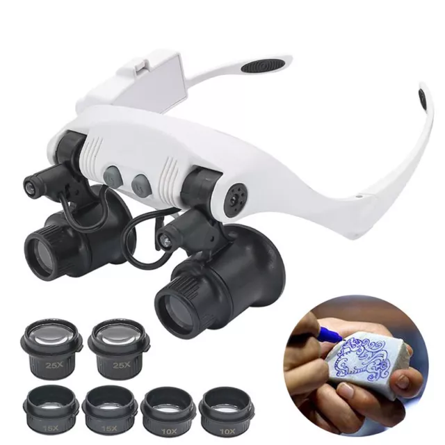 10X 15X 20X 25X LED  PCB Watch Repair Magnifier Binocular Magnifying Glass Loupe