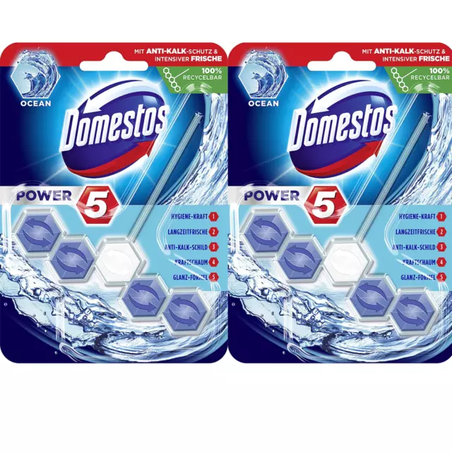 Domestos Wc Pierre Puissance 5 Ocean 2 X 55g - Anti Calcaire - Hygiène -