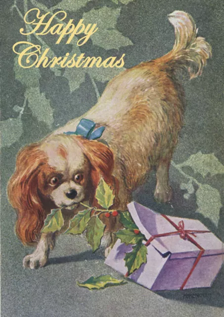 Cavalier King Charles Spaniel Single Dog Print Greeting Christmas Card