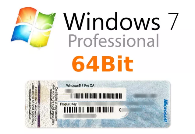 Windows 7 Professional 64 Bit Deutsch Lizenz Sticker