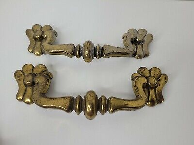 1 Pair VTG Brass CH2314 Canada Drawer Pull Handle Large 5" Hole to Hole Ornate