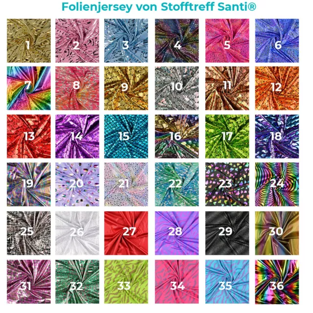 Folienjersey-Kostüme/Karneval/Fasching/Deko-50 cm Schritte-220g/QM-Meterware