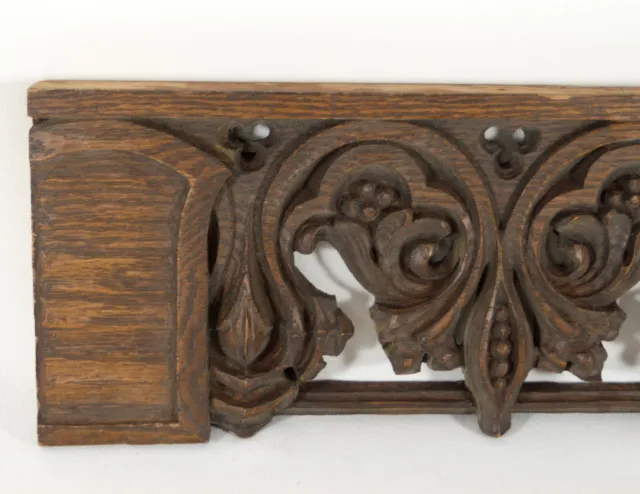 Antique Hand Carved Oak Architectural Salvage Trim Piece Floral Seed Pod 24 x 6" 3