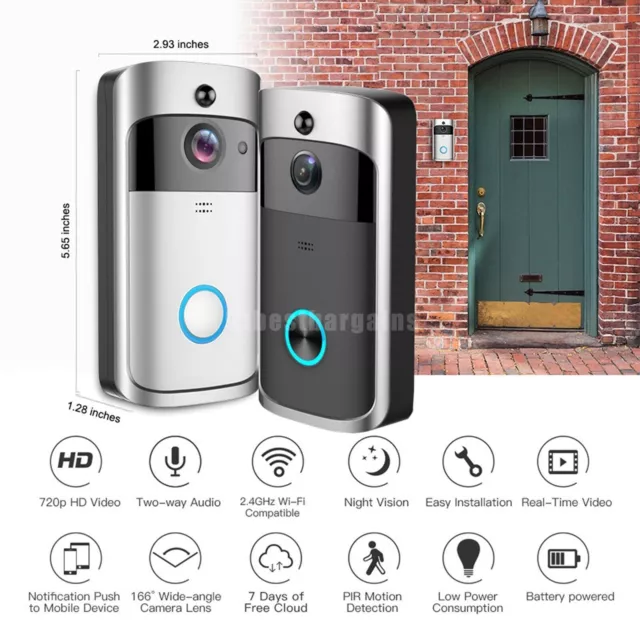 Wireless WiFi Video Doorbell Smart Phone Door Ring Intercom Security Camera Bell