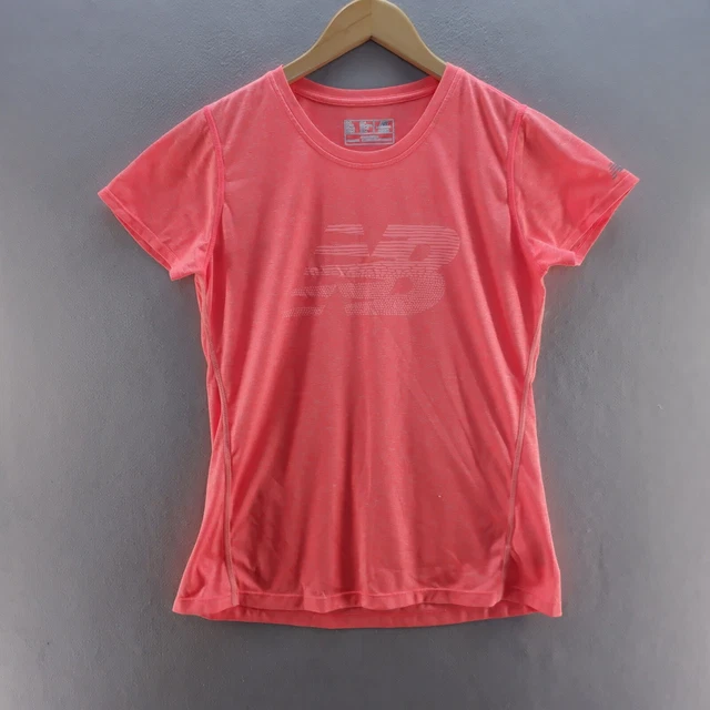New Balance T Shirt Medium Pink Logo All Over Print Short Sleeve Running Womens New Balance T Shirt Medium Pink Logo All Over Print Short Sleeve Running Womens