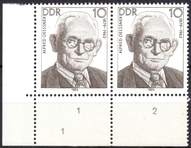 DDR 1989 Mi.Nr. 3224 ** postfrisch Eckrand mit DV Druckvermerk 1 FN 1