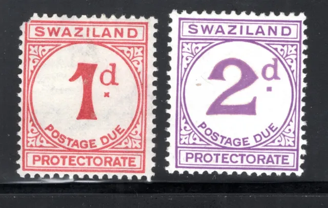 Swaziland Stamp Scott #J1, J2, Postage Due 1p (MLH) & 2p (MNH), SCV$16.00