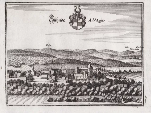 Jühnde Göttingen Dransfeld Niedersachsen Ansicht view Kupferstich Merian 1650