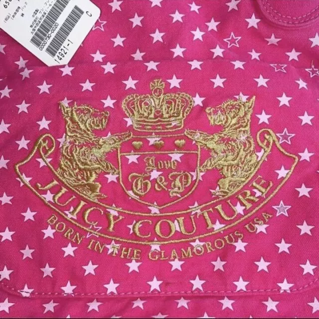 NWT Juicy Couture Pink Handbag Star Print 100% Cotton Embroidery Authentic Cute