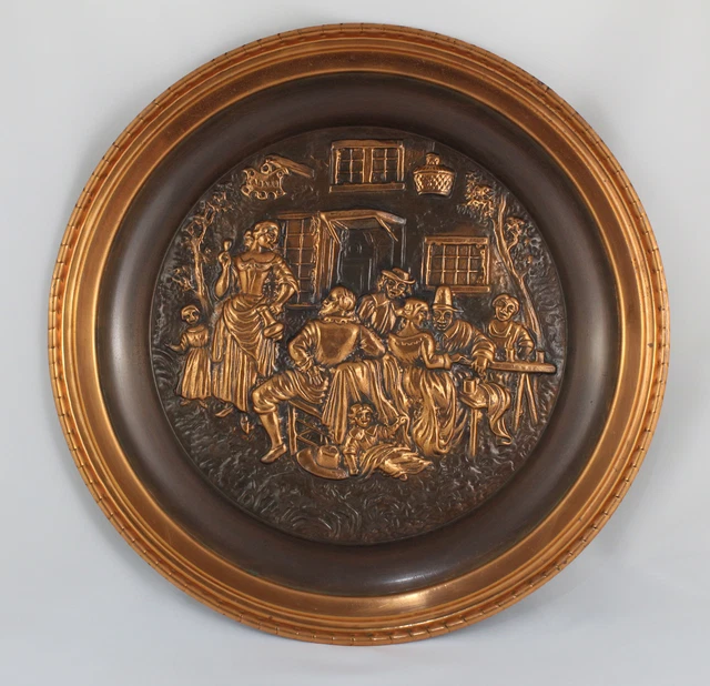 Antiguos 2 PLATOS COBRE repujado a mano Estilo Colonial  38cm Ø   PAISES BAJOS 3