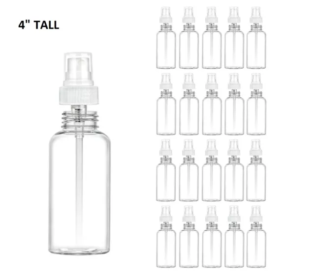 20 Clear Plastic 2oz PET Empty Spray Bottle Refill Mist Pump Travel TSA Reusable