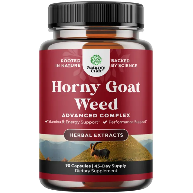 Horny Goat Weed Male Enhancement Extra Strength 1590mg Complex Per Serving 90ct