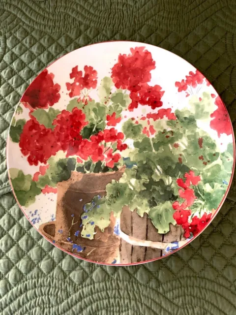 Santa Barbara Ceramic Design Sbcd Geranium Flower Plate Chop Platter New