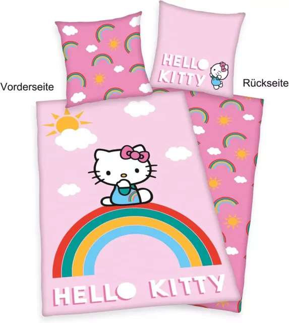 Hello Kitty Arc-en-Ciel Linge de Lit Réversible Rainbow 80 X 80 CM / 135 X 200