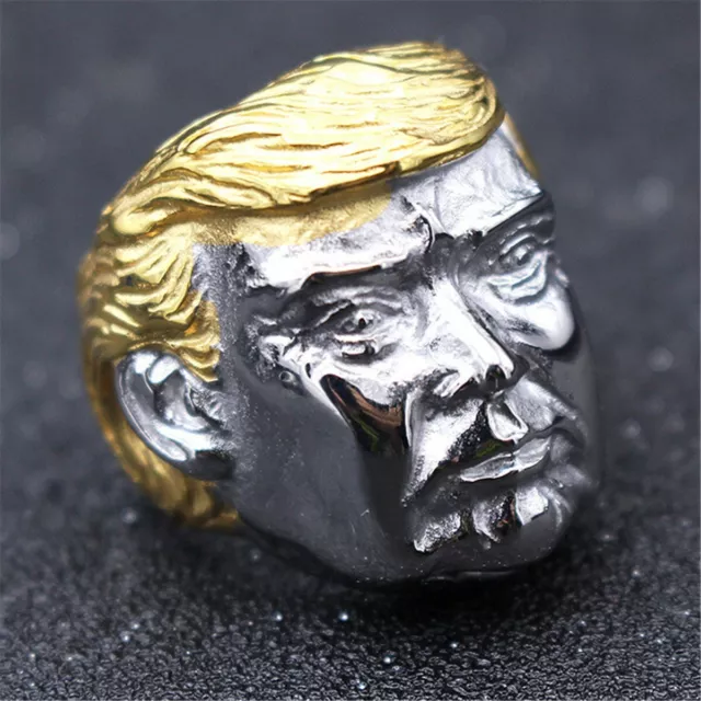 Anillo de Plata Donald Trump Presidente Cabello Dorado U Americana Ciudad de Nueva York Gran Hombre