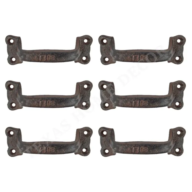6 Handles Rustic Cast Iron Door Drawer Pull Antique Look Barn Gate Shed Cabinet