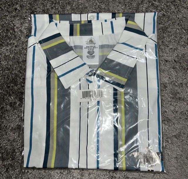 New Disney Parks Haunted Mansion mens Striped button down Dress shirt Large L