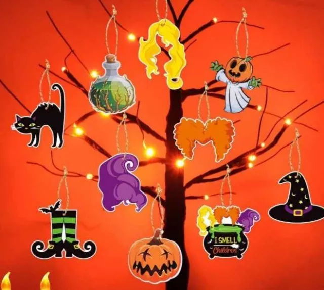 24LED Lighted Halloween Tree 2FT Black Spooky Tree with 21pcs Hanging Ornaments 3