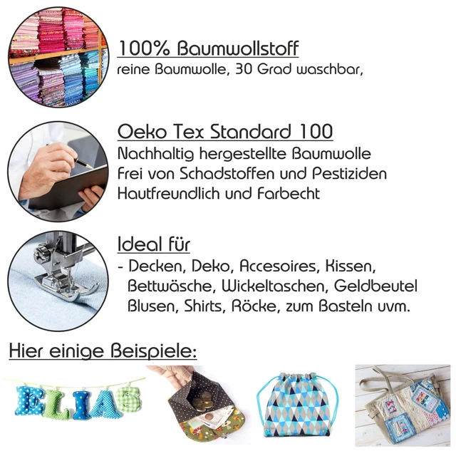 Popeline Baumwollstoff Paket Sets Uni 100% Baumwolle Stoffpaket Ö.Tex 100 Nähen 2