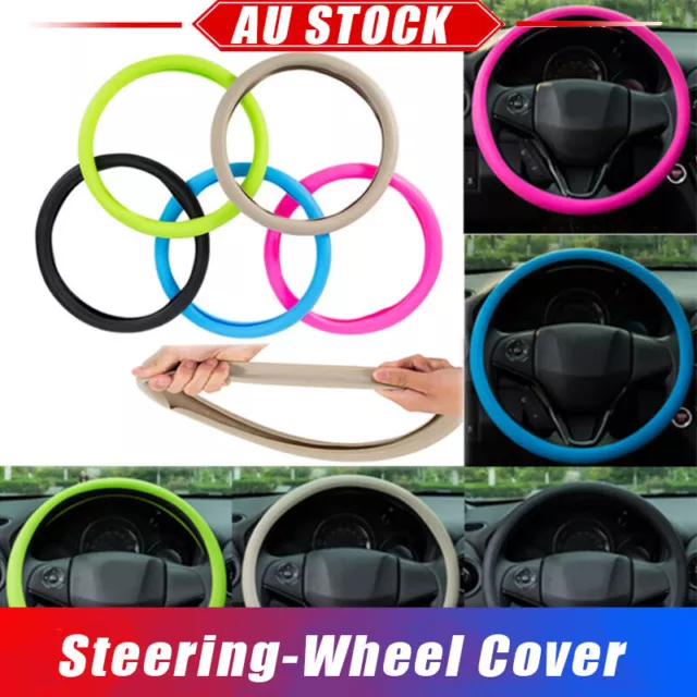 32-40CM Car Steering Wheel Cover Protector Universal Leather Texture Silicone