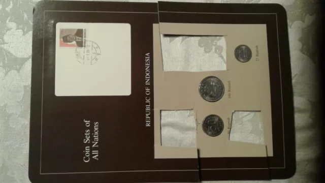 4 Sets -Coin Sets of All Nations Indonesia UNC 100 Rupiah 1978 25,50 Rupiah 1971