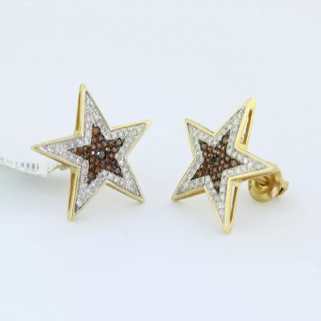 Boucles d'oreilles étoiles à vis dos unisexees en or jaune 10 carats rouge et blanc 3