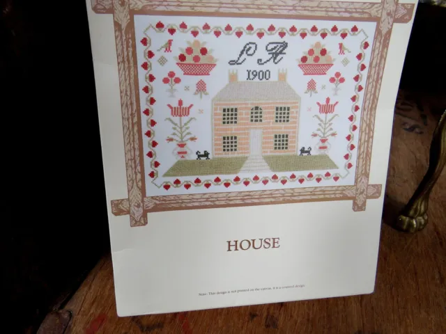 Laura Ashley Tapestry Kit House Sampler 1900  Cross Stitch Cottage Core Rare