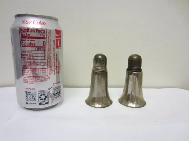 2  Vintage Sterling Silver Salt Peeper Shakers Alvin s21,  3" Tall, Cement Fill