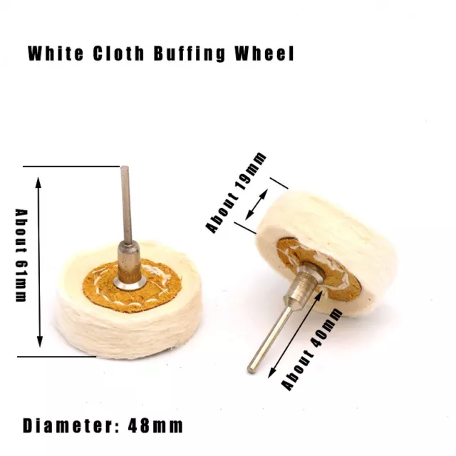 2'' 50mm Wool Felt Cotton Cloth Buffing Polishing Wheel Mop for Dremel 3mm Shank