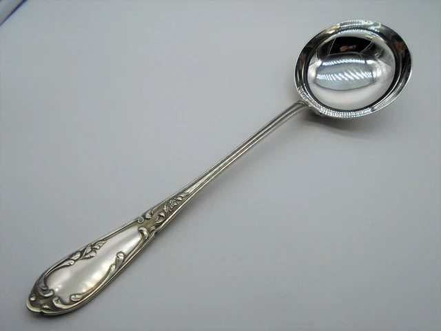 Louche à Soupe Ancienne En Plaqué Argent - Motif Kings - 20 Cm - J.Round Sheffield