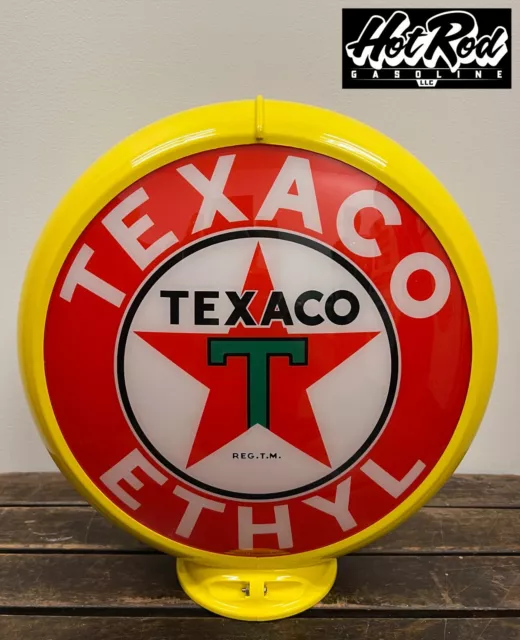 TEXACO ETHYL Reproduction 13.5" Gas Pump Globe - (Yellow Body)