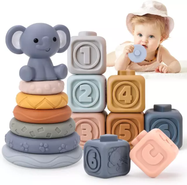 Kaekid Montessori Toys Babies,13 PCS Baby Soft Building Blocks Toys, Newborn Bab
