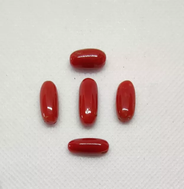 22 CT's Natural Italy Sea Red Coral Oval Shape Loose Cabochon Gemstone 5 Pieces