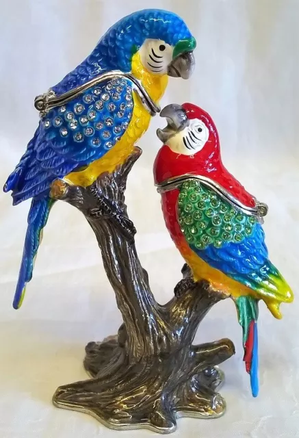 Juliana Treasured Trinkets Pair Of Parrot Or Macaw Birds Metal Trinket Box 15619