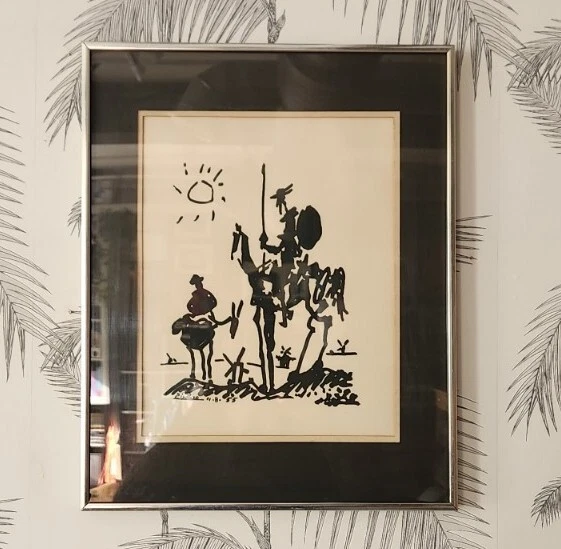Pablo Picasso, Don Quixote Lithograph, 11-8-1955, w/ Vintage Frame & Matte Pablo Picasso, Don Quixote Lithograph, 11-8-1955, w/ Vintage Frame & Matte