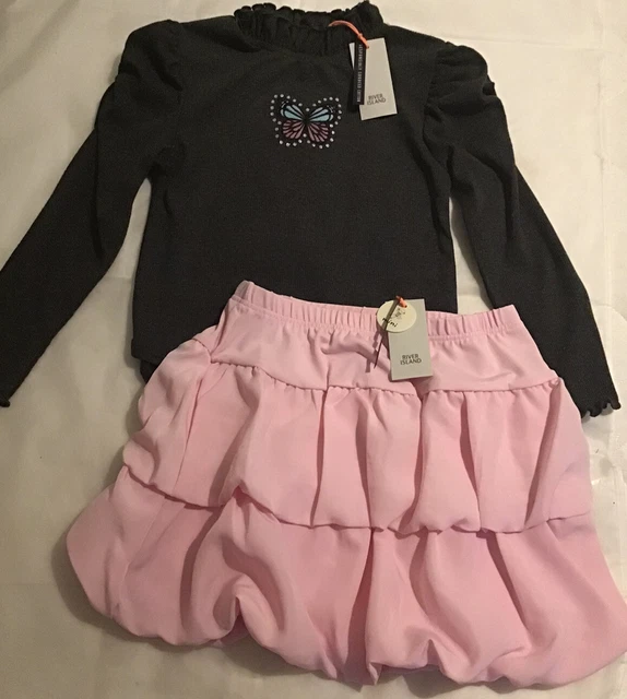 Gonna da puffball River Island mini bambina età 3-4 anni nuova con etichette
