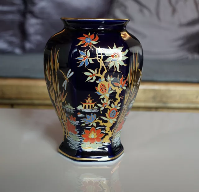 Vintage Bareuther Waldsassen Echt Cobalt Vase Trim Germany 22K Gold