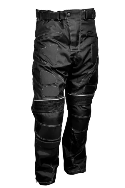 Men Black Textile Waterproof Motorbike Motorcycle Thermal Armoured Trouser Pants