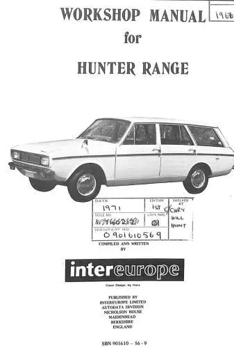 Hillman Hunter Range Workshop Manual