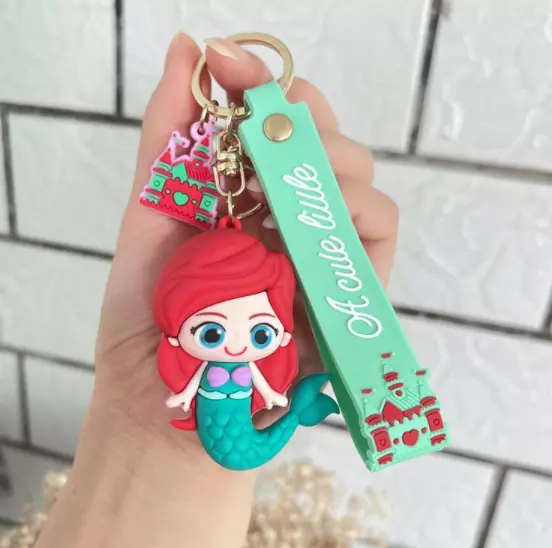 New Disney Cute Ariel PVC Handbags Bags Hanger Pendant Keychains Key Rings
