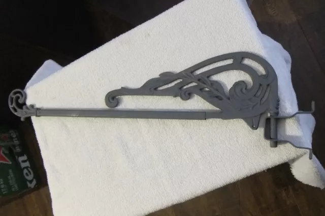 Antique Cast Iron Swing Arm Adjustable Curtain Rod & Bracket Window Drapery